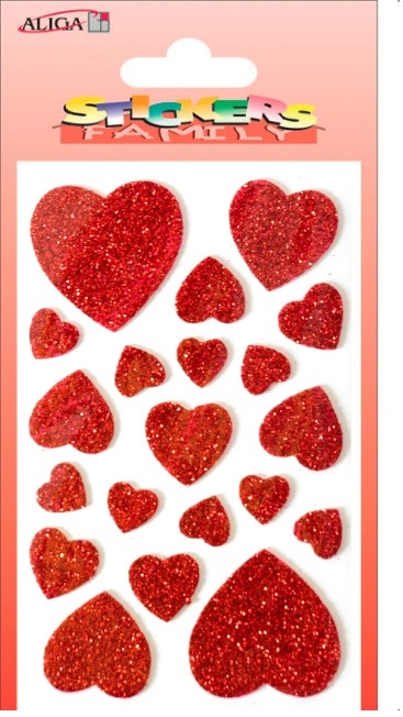 Naklejka brokat EV-6000 gwiazd./serca Aliga